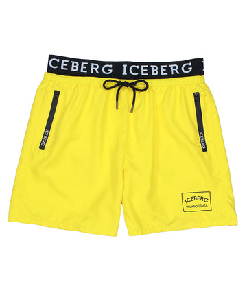 ICEBERG Branded Elastic Medium Boardshort ICE25MBM02 – Stylish boardshorts with a branded elastic waistband, quick-dry fabric, and a comfortable medium-length fit
