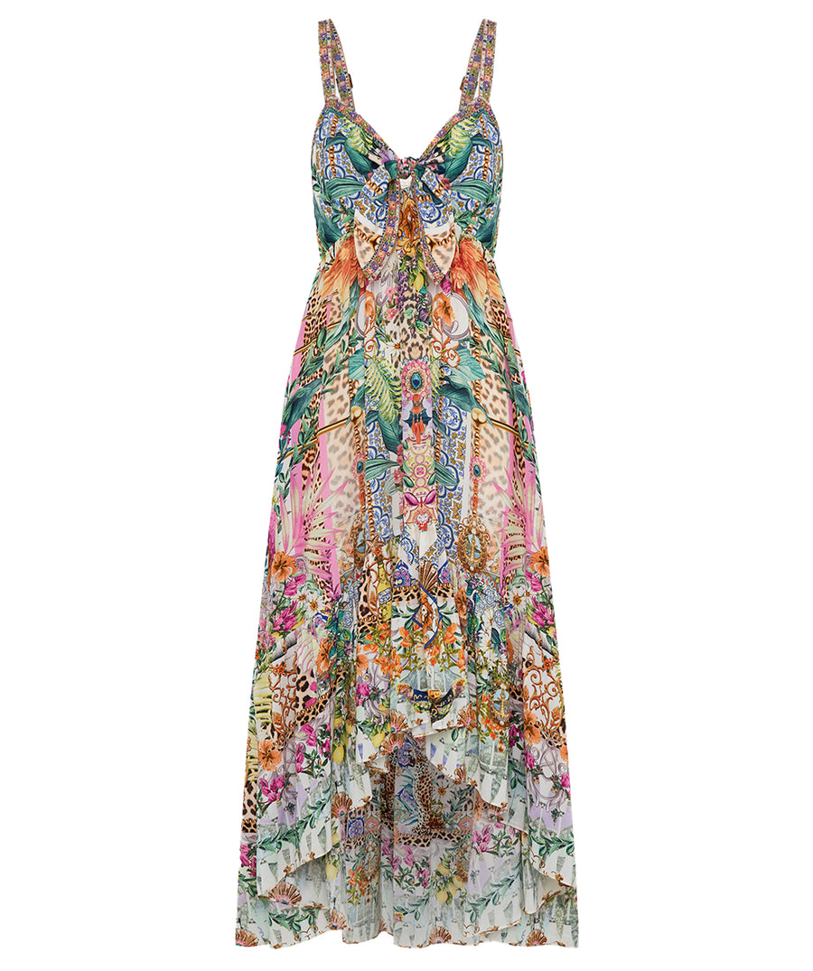 CAMILLA Flowers of Neptune Tie Front High Low Dress 00025610