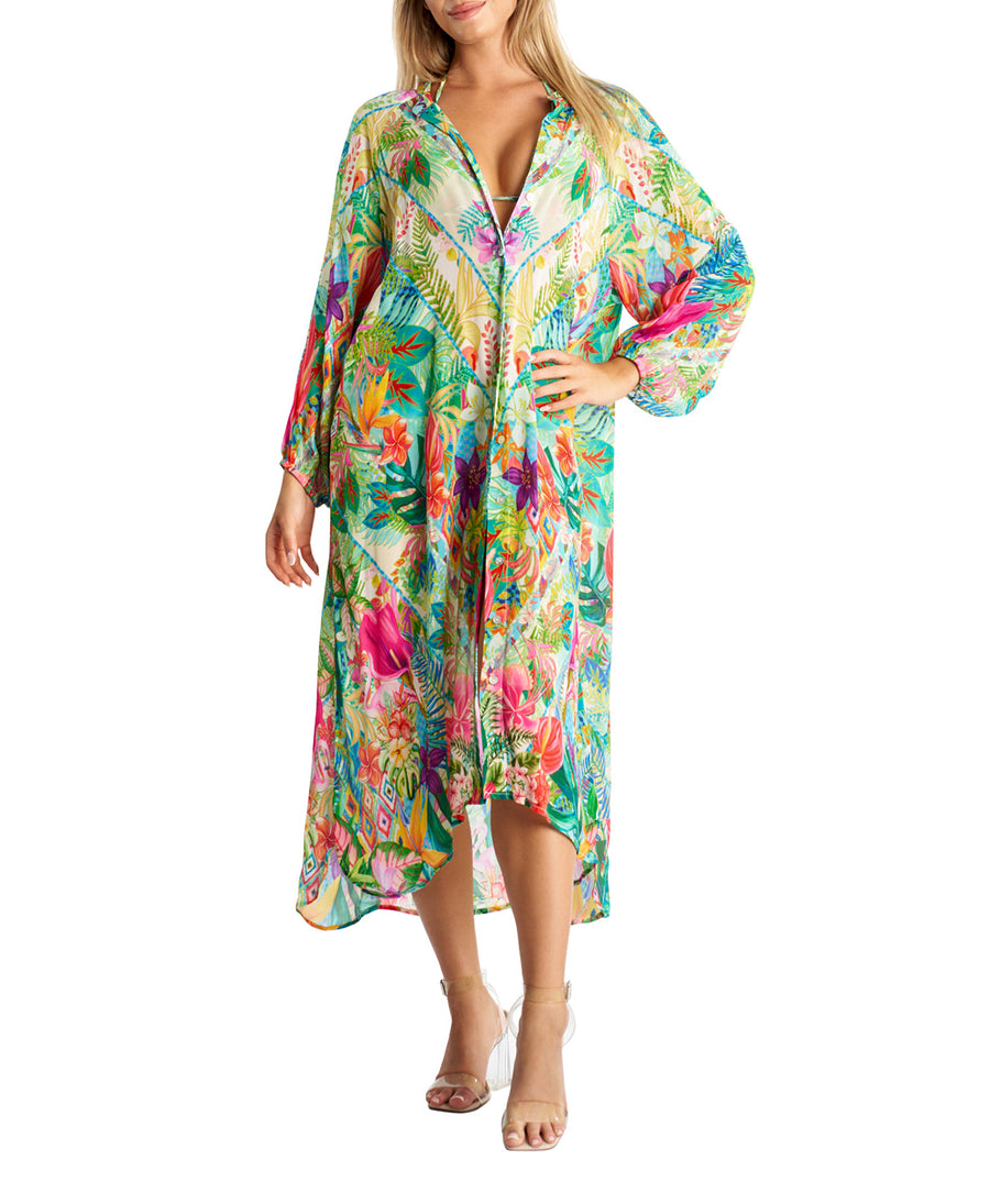 LA MODA Tropics Maxi Buttoned Robe 24008 GB