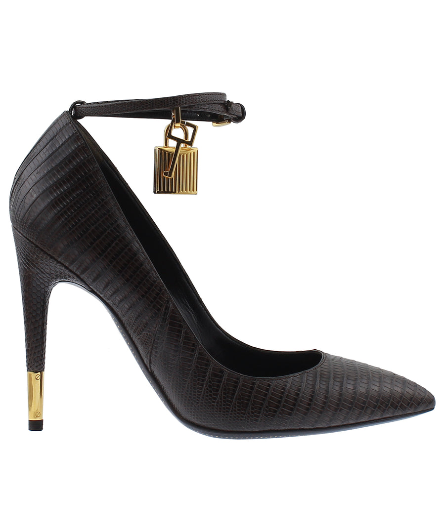 TOM FORD Python Leather Padlock Charm Pumps W0593T-TEJ