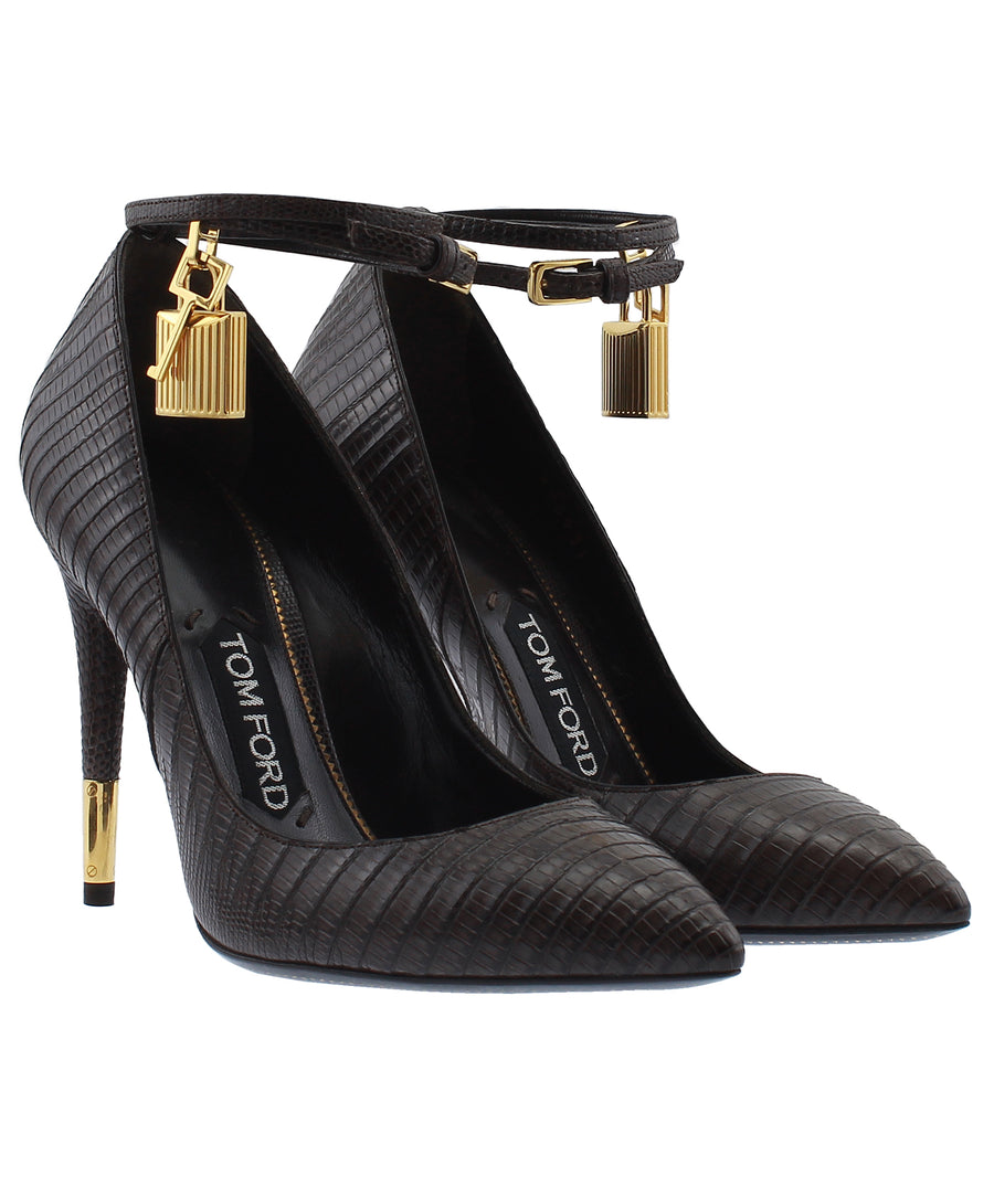 TOM FORD Python Leather Padlock Charm Pumps W0593T-TEJ