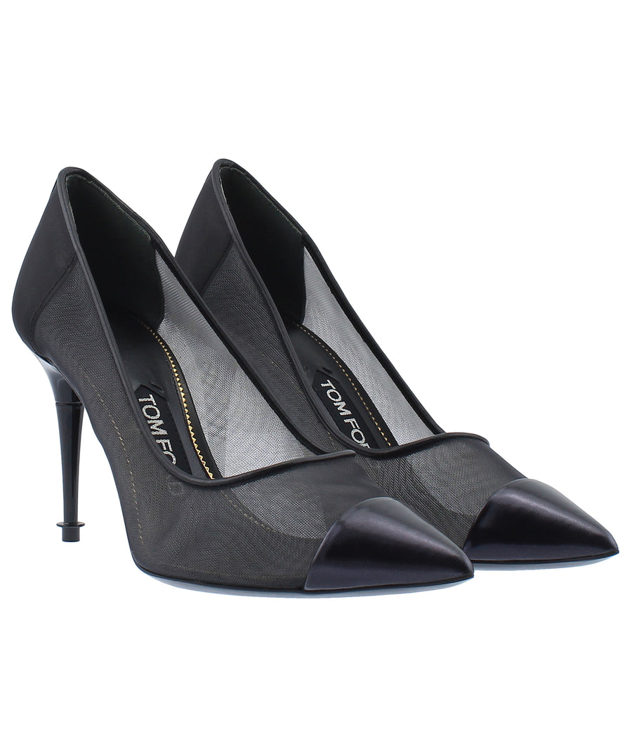 TOM FORD Pointed Mesh Leather Pumps W2227L-NTM