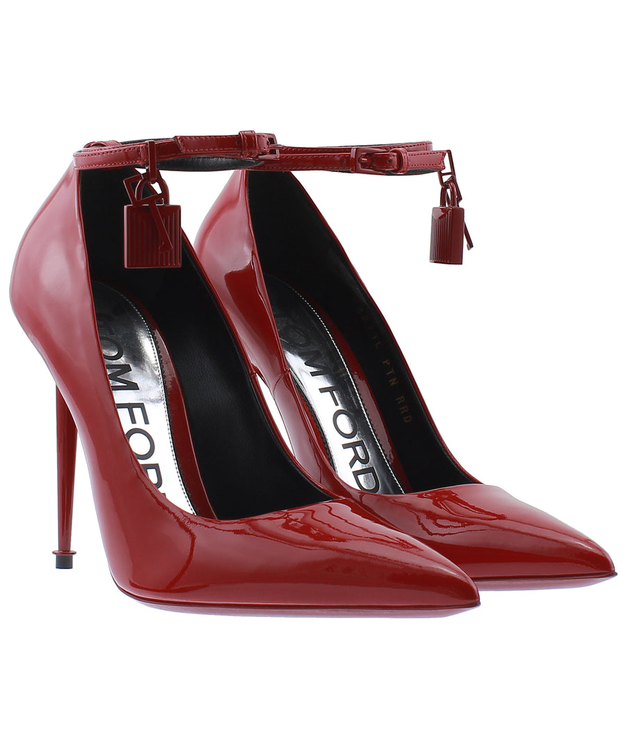 TOM FORD Lacquered Patent Leather Padlock Pumps W2271L-PTN